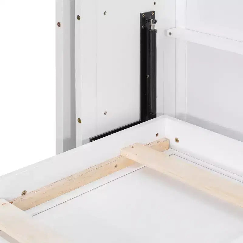 Luxystar Letto a scomparsa moderno ruotabile con scrivania pieghevole e doppie mensole laterali a 3 ripiani, Queen size