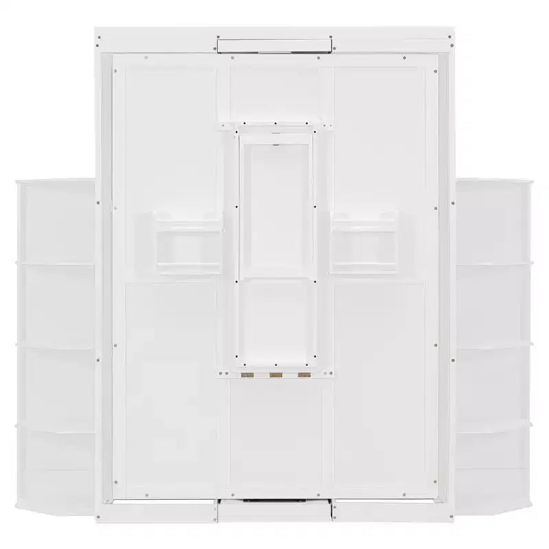 Luxystar Letto a scomparsa moderno ruotabile con scrivania pieghevole e doppie mensole laterali a 3 ripiani, Queen size