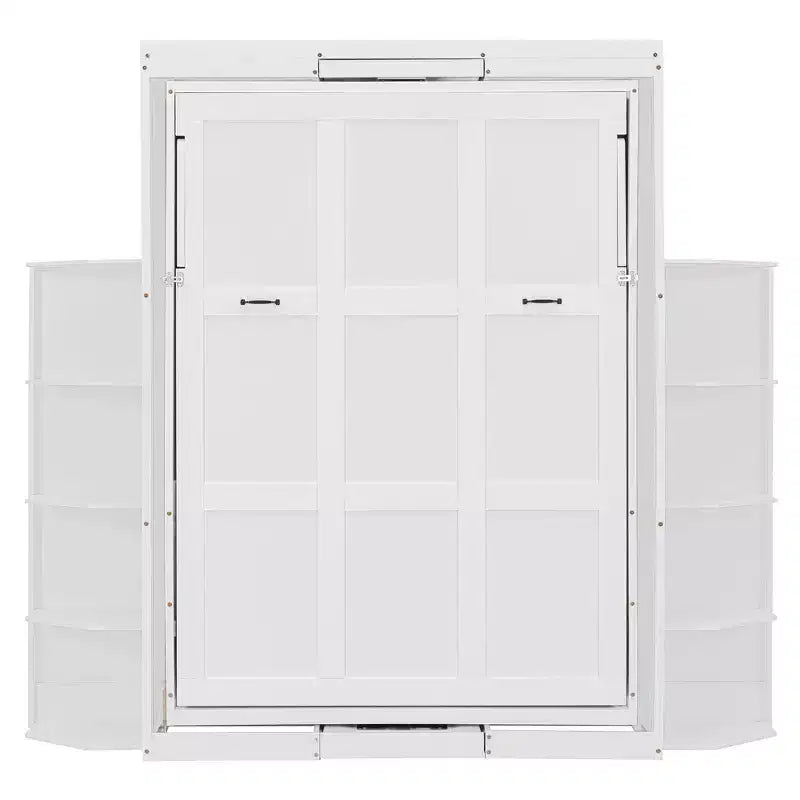 Luxystar Letto a scomparsa moderno ruotabile con scrivania pieghevole e doppie mensole laterali a 3 ripiani, Queen size