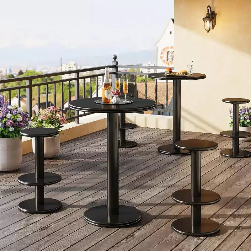 Lantine 39,4 H Set tavolo e sedie rotonde da bar, tavolo da bistrò moderno con 2 sgabelli, tavolo da cocktail in legno ad altezza bancone per piccoli bar