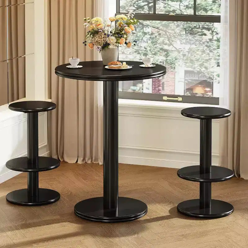 Lantine 39,4 H Set tavolo e sedie rotonde da bar, tavolo da bistrò moderno con 2 sgabelli, tavolo da cocktail in legno ad altezza bancone per piccoli bar