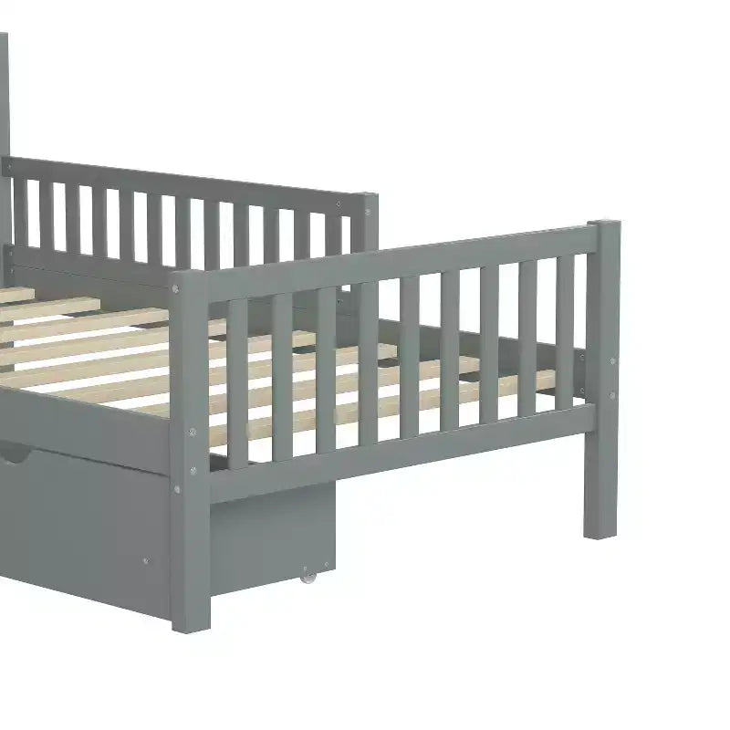 Bellemave Letto a piattaforma singolo con cassetti portaoggetti e spondine, Letto a piattaforma per camera piccola