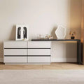Luck Live Modern Extendable Vanity Table with 6-Drawer Storage, Reversible Left or Right Setup, Makeup Vanity for Bedroom or Dressing Room