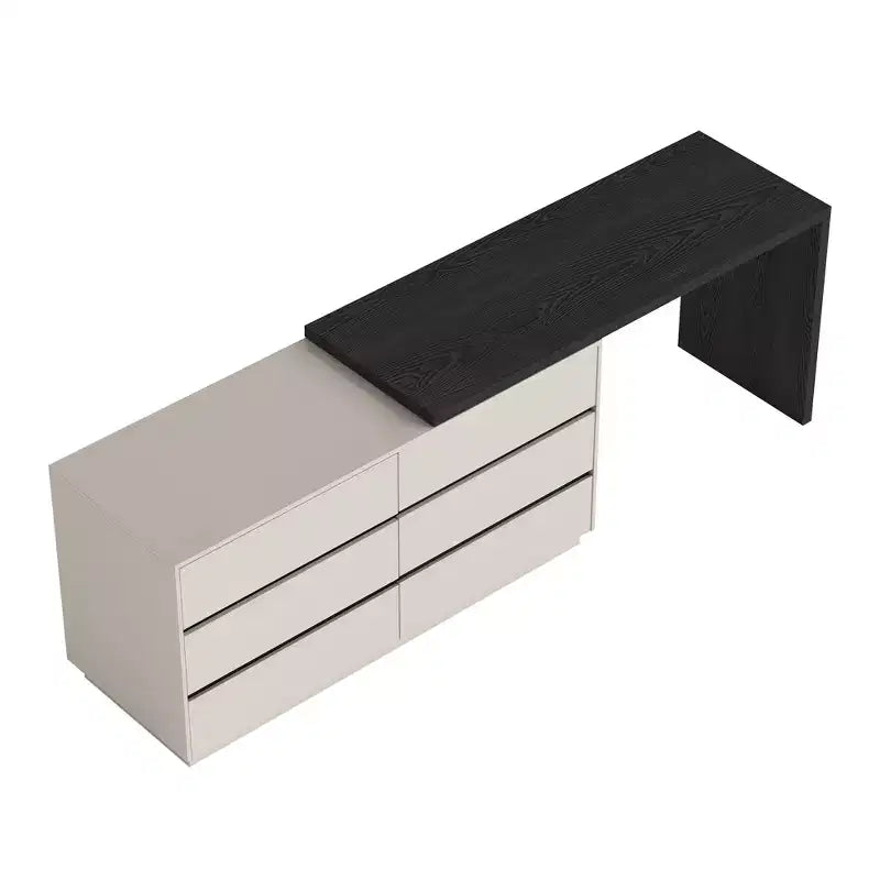 Tavolino da trucco allungabile moderno Luck Live con 6 cassetti, montaggio reversibile a sinistra o a destra, toeletta per camera da letto o spogliatoio