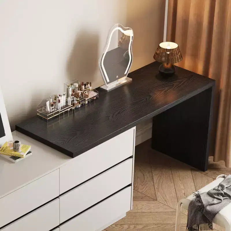 Tavolino da trucco allungabile moderno Luck Live con 6 cassetti, montaggio reversibile a sinistra o a destra, toeletta per camera da letto o spogliatoio