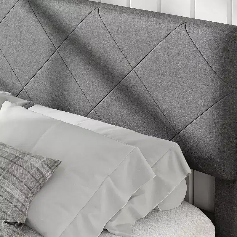 Acekool Struttura Letto con Testiera Imbottita, Supporto a Doghe in Legno, Nessuna Rete a Molle Necessaria
