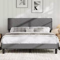 Acekool Bed Frame with Upholstered Headboard, Wood Slat Support, No Box Spring Needed