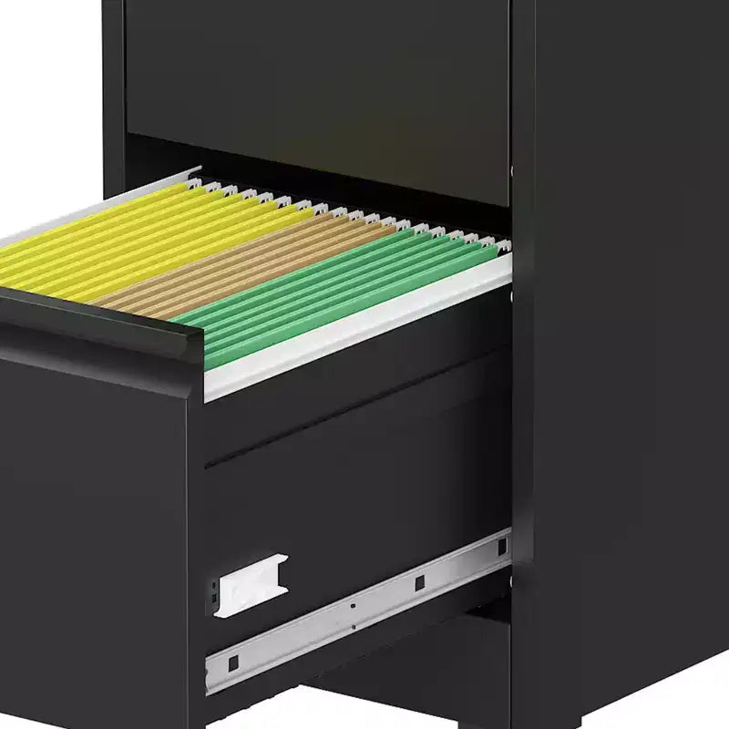 VIYET 52H Armadietto Portadocumenti Verticale a 4 Cassetti con Serratura su Ruote, Armadietto in Metallo Resistente Nero per Casa/Ufficio, Adatto a Documenti in Formato Legale/Lettera