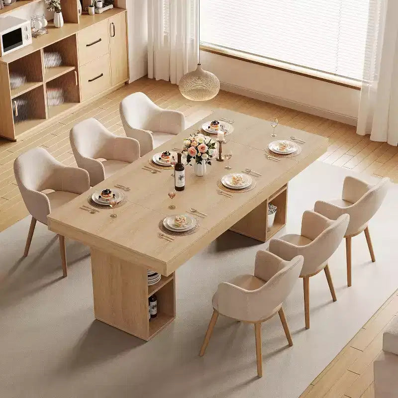Large 63-Inch Dining Table for 4-6 with Double Side Storage, Wooden Kitchen Table with Large Table and Sturdy Frame, Rectangular Dining Table