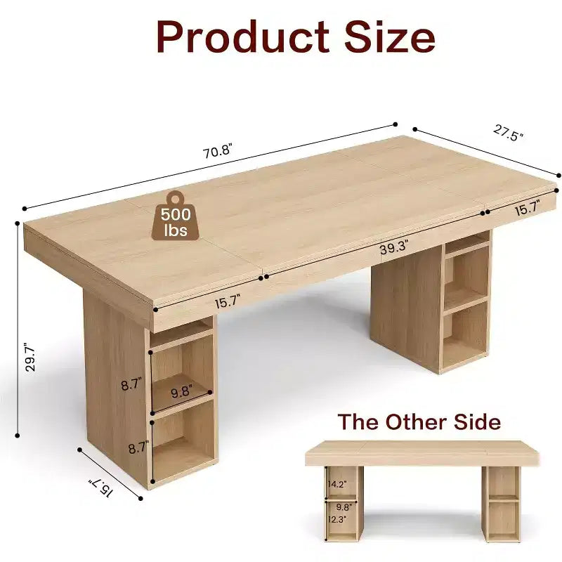 Tavolo da pranzo grande da 160 cm per 4-6 persone con doppio scomparto laterale, tavolo da cucina in legno con ampio piano e struttura robusta, tavolo da pranzo rettangolare