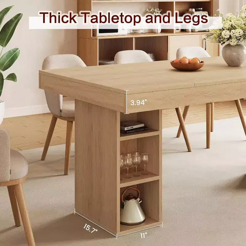 Tavolo da pranzo grande da 160 cm per 4-6 persone con doppio scomparto laterale, tavolo da cucina in legno con ampio piano e struttura robusta, tavolo da pranzo rettangolare