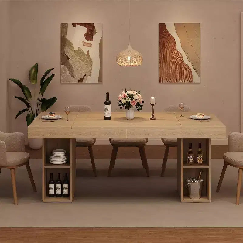 Tavolo da pranzo grande da 160 cm per 4-6 persone con doppio scomparto laterale, tavolo da cucina in legno con ampio piano e struttura robusta, tavolo da pranzo rettangolare