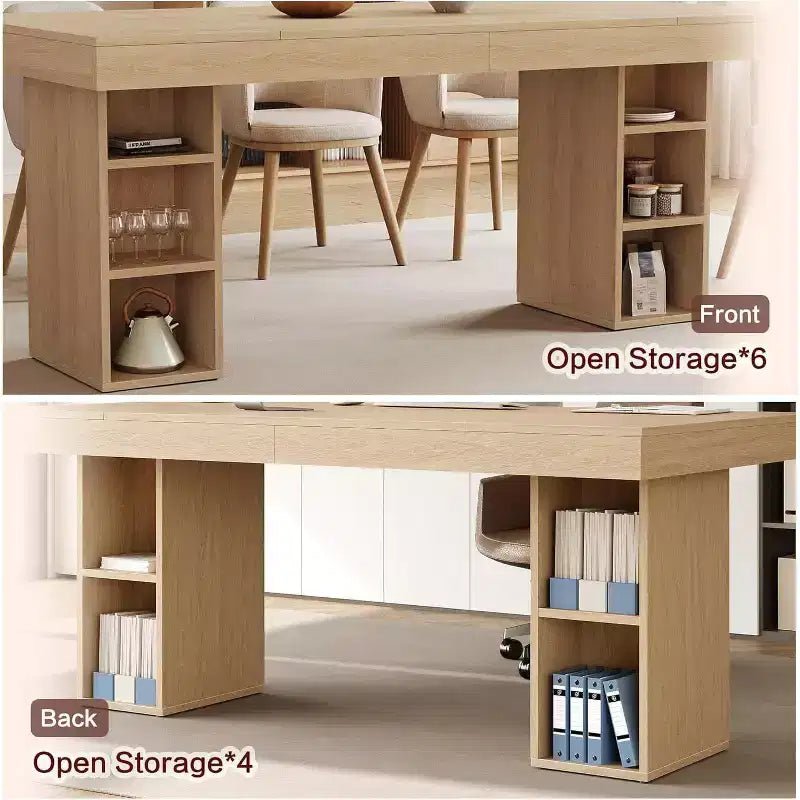 Tavolo da pranzo grande da 160 cm per 4-6 persone con doppio scomparto laterale, tavolo da cucina in legno con ampio piano e struttura robusta, tavolo da pranzo rettangolare