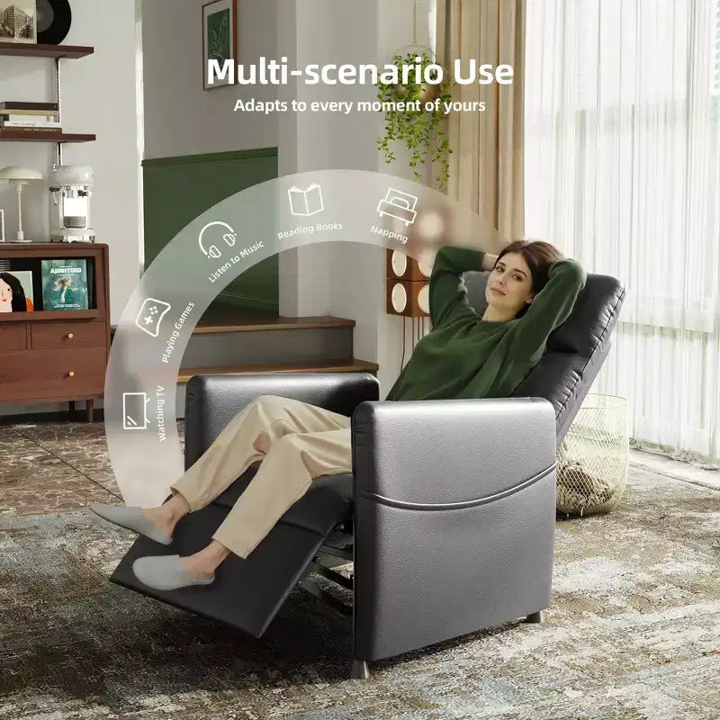 Poltrona Reclinabile Elettrica MAYEERTY, con Poggiapiedi, Seduta Imbottita per Piccoli Spazi, Salotto e Home Cinema