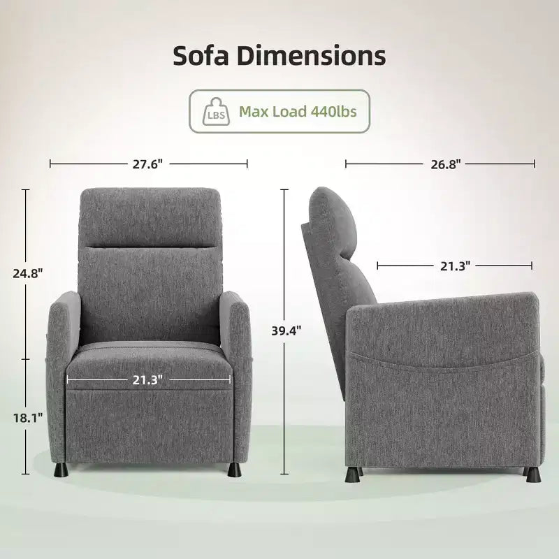 Poltrona Reclinabile Elettrica MAYEERTY, con Poggiapiedi, Seduta Imbottita per Piccoli Spazi, Salotto e Home Cinema