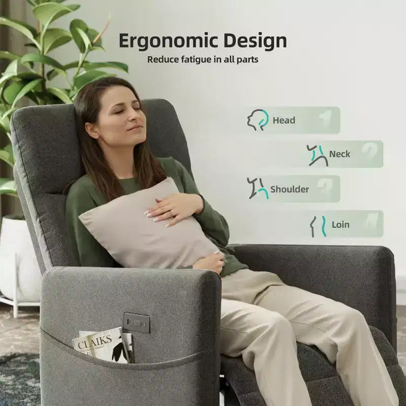 Poltrona Reclinabile Elettrica MAYEERTY, con Poggiapiedi, Seduta Imbottita per Piccoli Spazi, Salotto e Home Cinema
