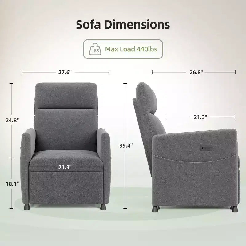 Poltrona Reclinabile Elettrica MAYEERTY, con Poggiapiedi, Seduta Imbottita per Piccoli Spazi, Salotto e Home Cinema