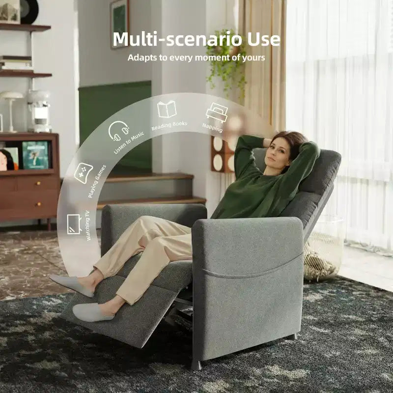 Poltrona Reclinabile Elettrica MAYEERTY, con Poggiapiedi, Seduta Imbottita per Piccoli Spazi, Salotto e Home Cinema