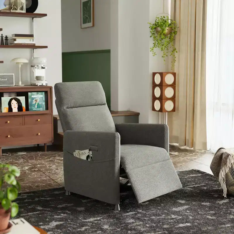 Poltrona Reclinabile Elettrica MAYEERTY, con Poggiapiedi, Seduta Imbottita per Piccoli Spazi, Salotto e Home Cinema