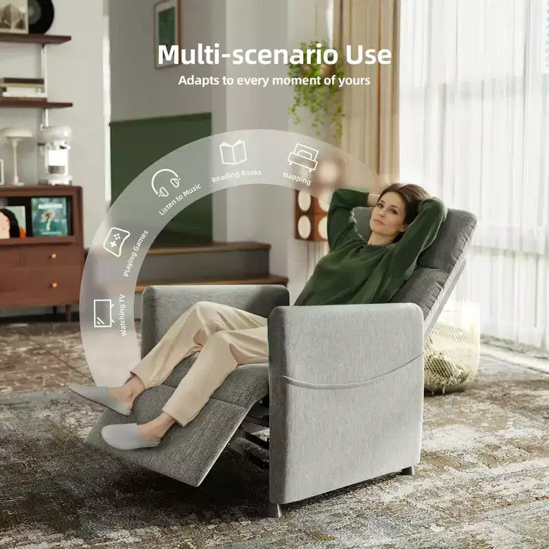 Poltrona Reclinabile Elettrica MAYEERTY, con Poggiapiedi, Seduta Imbottita per Piccoli Spazi, Salotto e Home Cinema