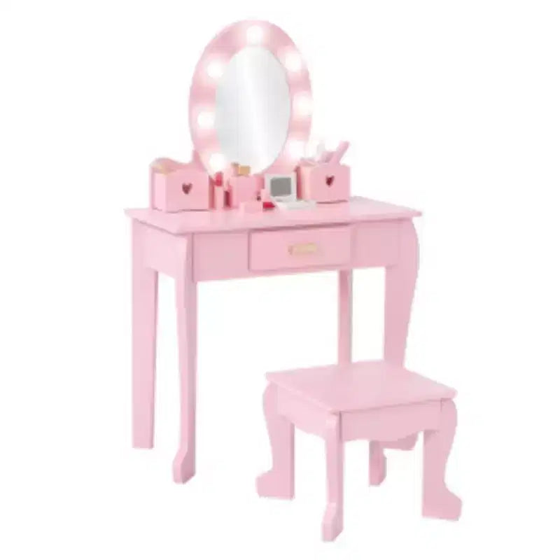 Wooden Vanity Table with LED Lights