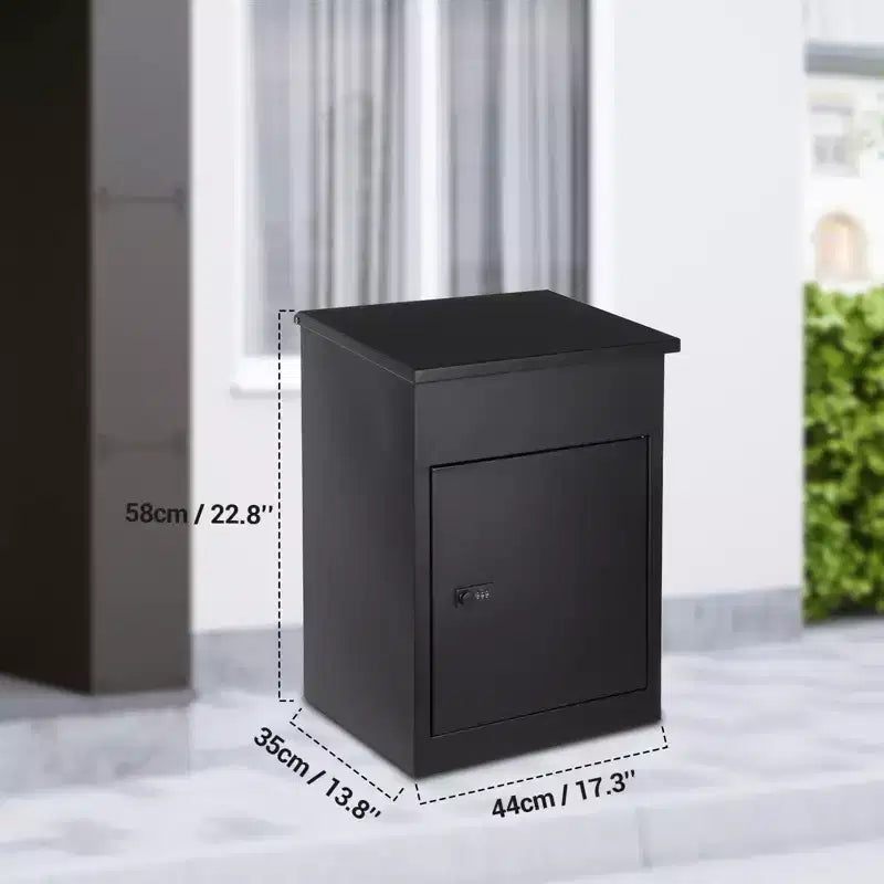 Cassette Antifurto per Pacchi da Esterno, Cassetta delle Lettere da Parete in Acciaio Zincato 15,4 x 10,2 x 20,9, Nera