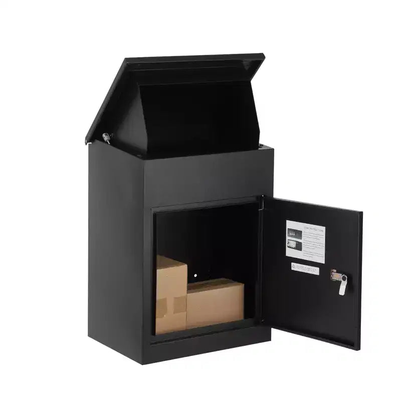 Cassette Antifurto per Pacchi da Esterno, Cassetta delle Lettere da Parete in Acciaio Zincato 15,4 x 10,2 x 20,9, Nera