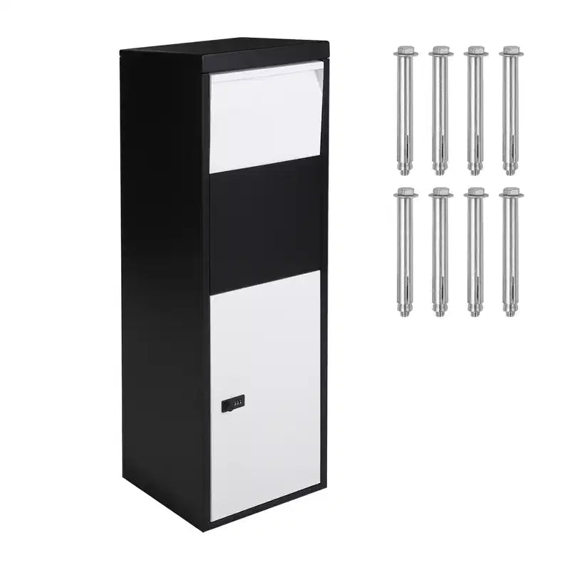 Cassette Antifurto per Pacchi da Esterno, Cassetta delle Lettere da Parete in Acciaio Zincato 15,4 x 10,2 x 20,9, Nera