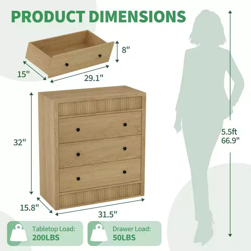 Comò a 3 cassetti per camera da letto, cassettiera scanalata larga 80 cm, comodino moderno in legno con vano contenitore per cameretta, corridoio, soggiorno