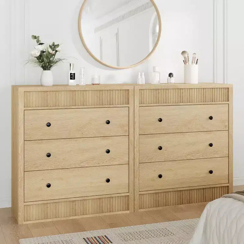 Comò a 3 cassetti per camera da letto, cassettiera scanalata larga 80 cm, comodino moderno in legno con vano contenitore per cameretta, corridoio, soggiorno