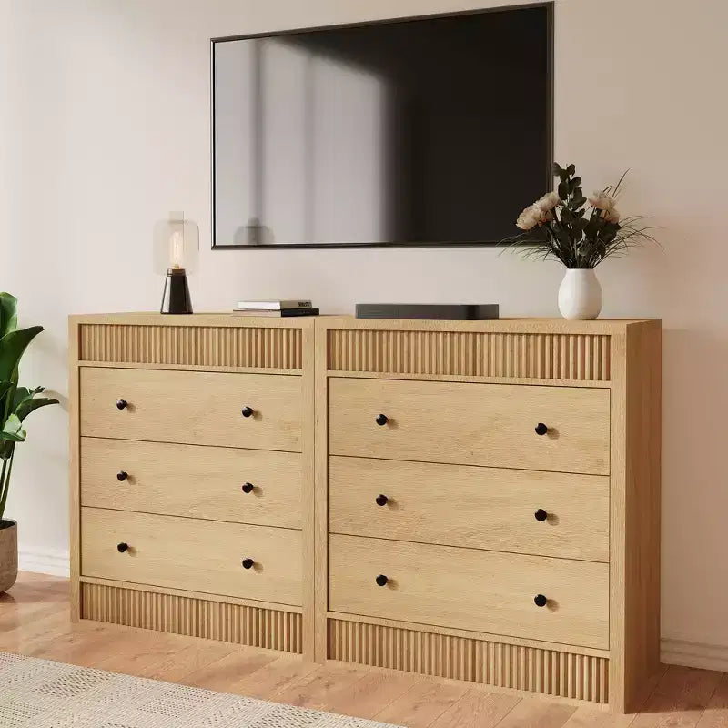 Comò a 3 cassetti per camera da letto, cassettiera scanalata larga 80 cm, comodino moderno in legno con vano contenitore per cameretta, corridoio, soggiorno