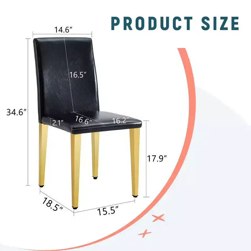 MAYEERTY Sedie da pranzo in pelle PU con gambe in metallo dorato, set di sedie moderne per cucina sala da pranzo soggiorno