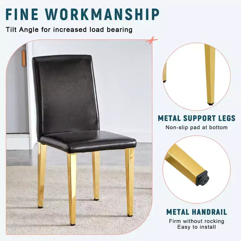 MAYEERTY Sedie da pranzo in pelle PU con gambe in metallo dorato, set di sedie moderne per cucina sala da pranzo soggiorno