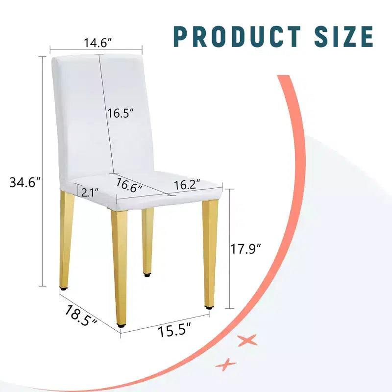 MAYEERTY Sedie da pranzo in pelle PU con gambe in metallo dorato, set di sedie moderne per cucina sala da pranzo soggiorno