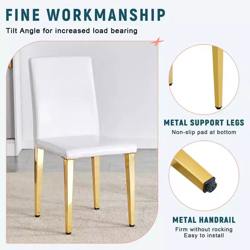 MAYEERTY Sedie da pranzo in pelle PU con gambe in metallo dorato, set di sedie moderne per cucina sala da pranzo soggiorno