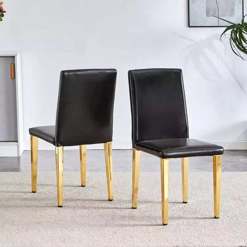 MAYEERTY Sedie da pranzo in pelle PU con gambe in metallo dorato, set di sedie moderne per cucina sala da pranzo soggiorno
