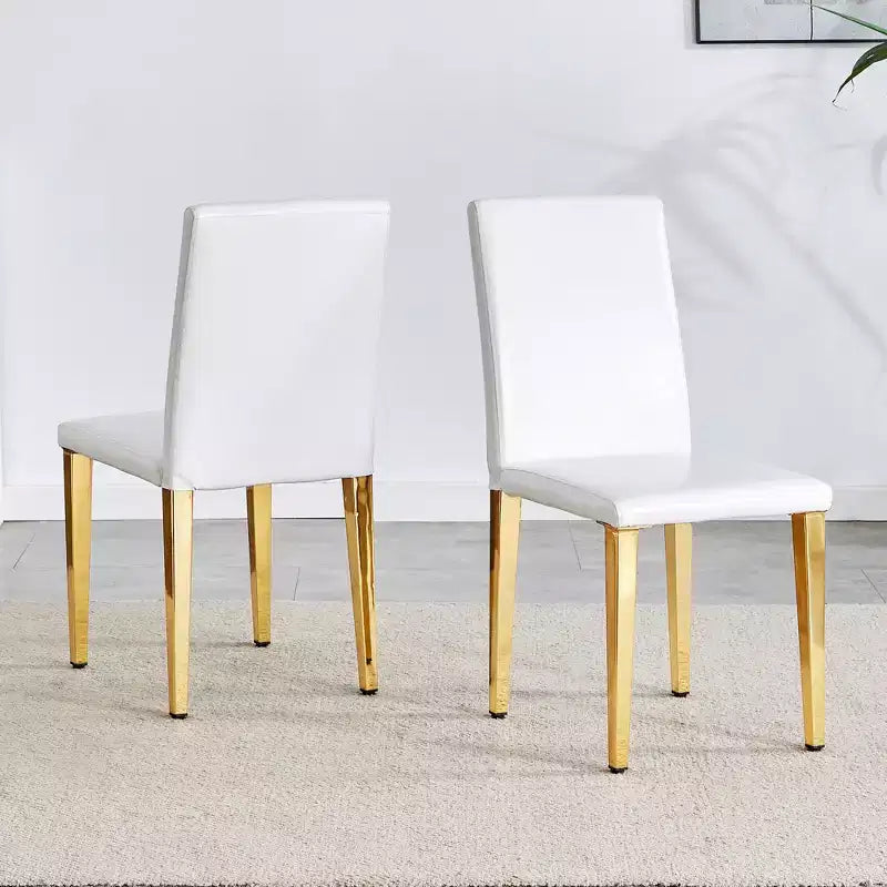 MAYEERTY PU Dining Chairs Set with Gold Metal Legs, Modern Chairs Set for Kitchen Dining Room Living Room