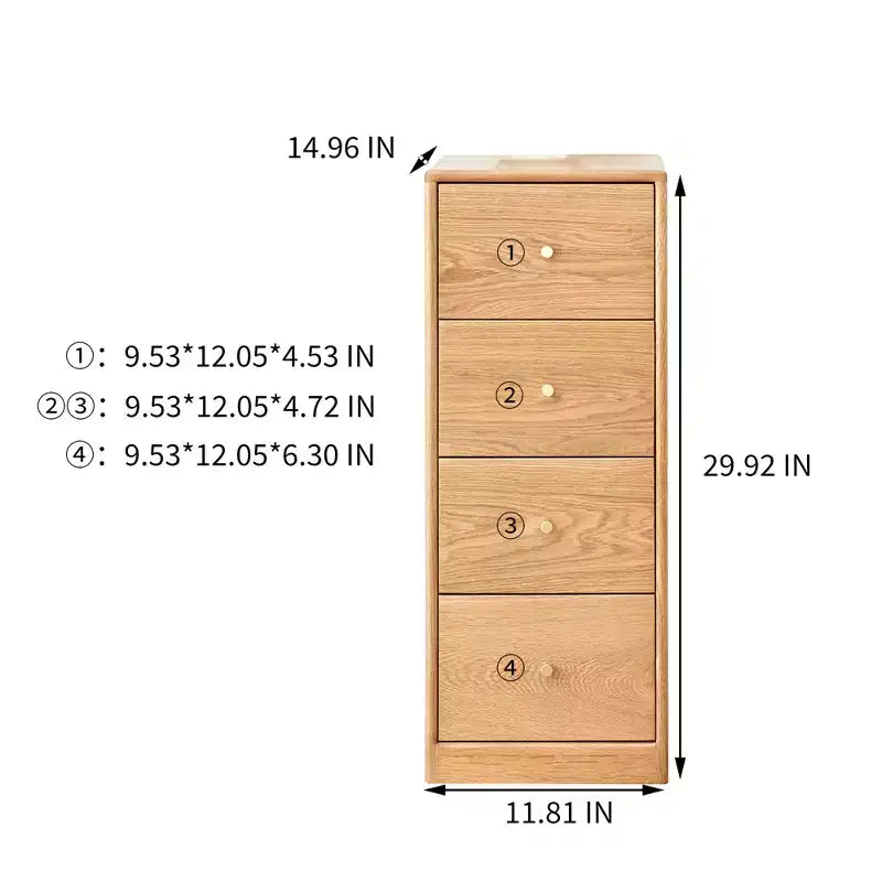 MAYEERTY Comò in rovere massiccio, cassettiera a 3-4 cassetti per camera da letto, ufficio, soggiorno