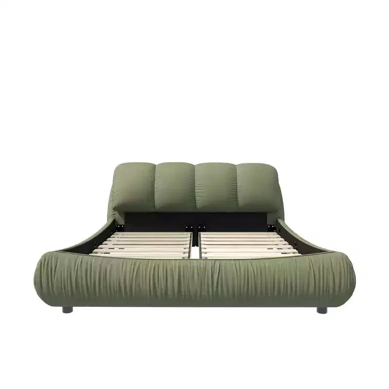 MAYEERTY Letto King Size Lusso Imbottito con Ampia Testiera Imbottita e Struttura in Legno Massello Verde