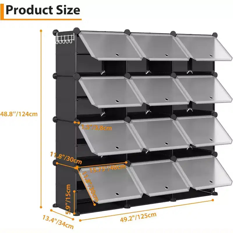 COZONY Scarpiera a livelli in PVC, Mobile scarpiera a 3 colonne e 8 livelli, Organizzatore per scarpe in plastica per corridoio, armadio, camera da letto, ingresso, Bianco