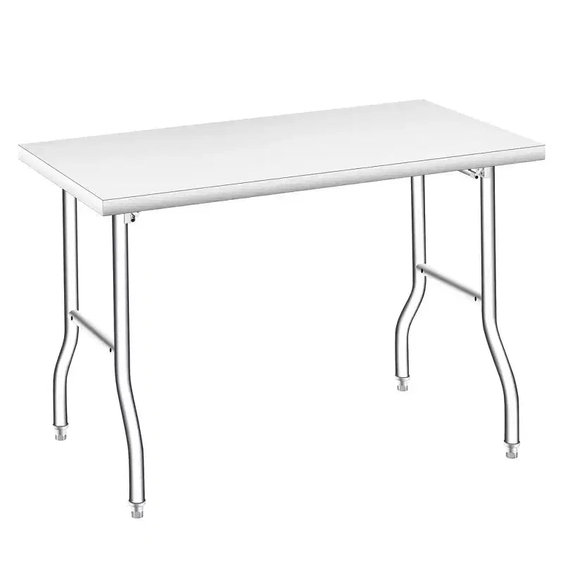 Tavolo Pieghevole in Acciaio Inox, Tavolo da Lavoro/Preparazione Pieghevole in Metallo Resistente, Nessun Montaggio, Banco da Lavoro Portatile per Cucina Lavanderia Ristorante Campeggio