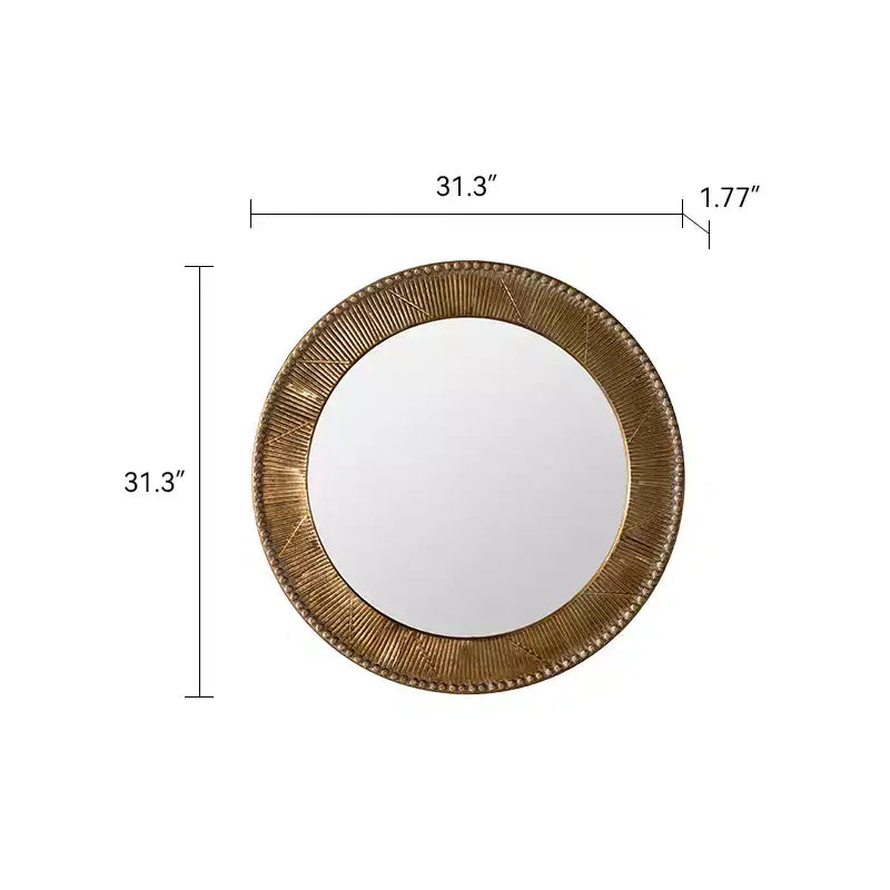 Specchio da parete rotondo con trama martellata da 31,3 pollici, specchio decorativo rustico per soggiorno e camera da letto, oro - ModernLuxe