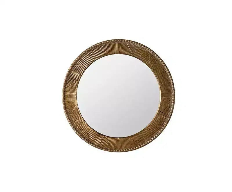 Specchio da parete rotondo con trama martellata da 31,3 pollici, specchio decorativo rustico per soggiorno e camera da letto, oro - ModernLuxe