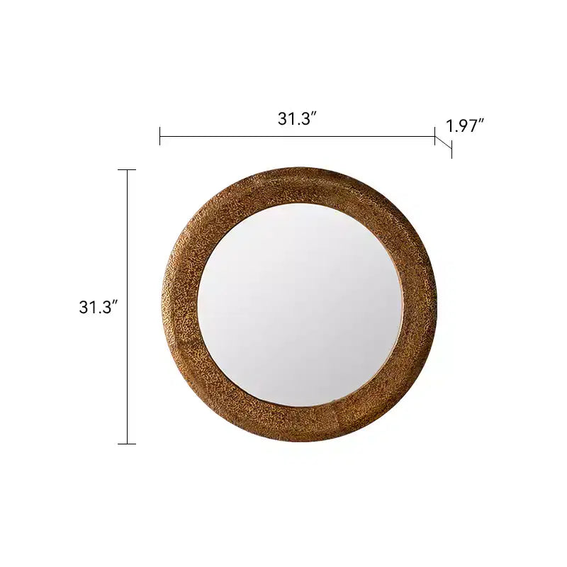 Specchio da parete rotondo con trama martellata da 31,3 pollici, specchio decorativo rustico per soggiorno e camera da letto, oro - ModernLuxe