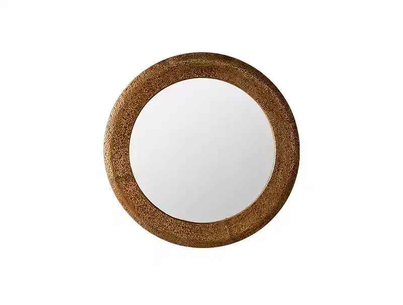 Specchio da parete rotondo con trama martellata da 31,3 pollici, specchio decorativo rustico per soggiorno e camera da letto, oro - ModernLuxe