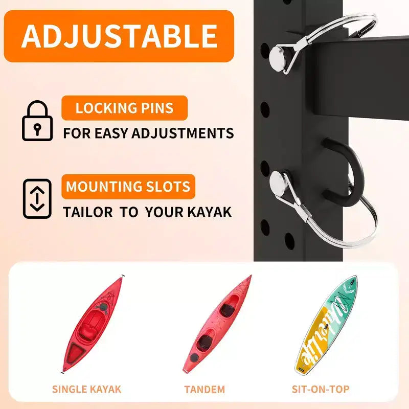 VIYET 27H Porta Kayak Autoportante, Supporto Regolabile Resistente con Ruote Bloccabili, Contiene 2 Kayak/Canoa/SUP/Tavole da Surf (Nero)