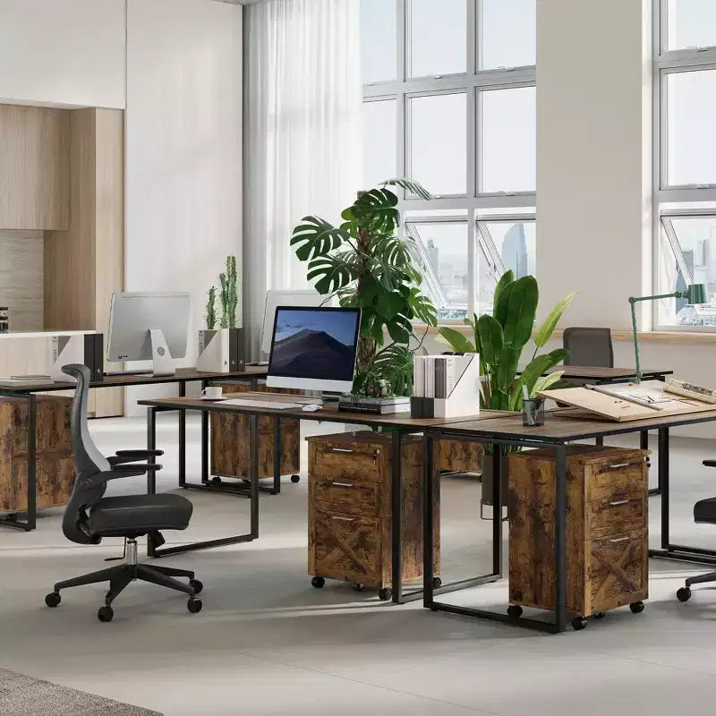 Classificatore a 3 cassetti con serratura, cassettiera mobile sottopiano per ufficio domestico, organizer in legno per documenti formato Letter/A4/Legal