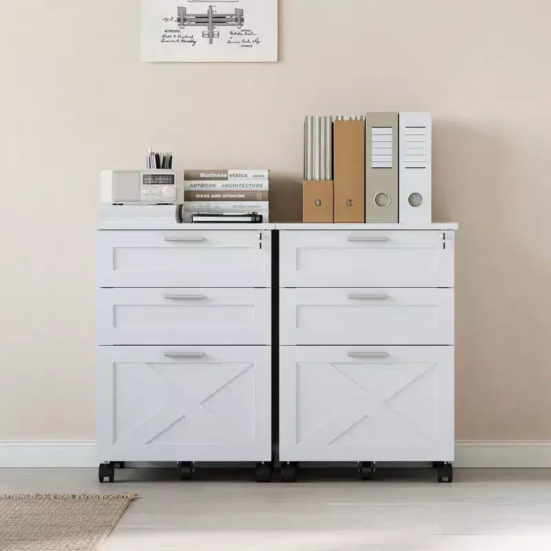 Classificatore a 3 cassetti con serratura, cassettiera mobile sottopiano per ufficio domestico, organizer in legno per documenti formato Letter/A4/Legal