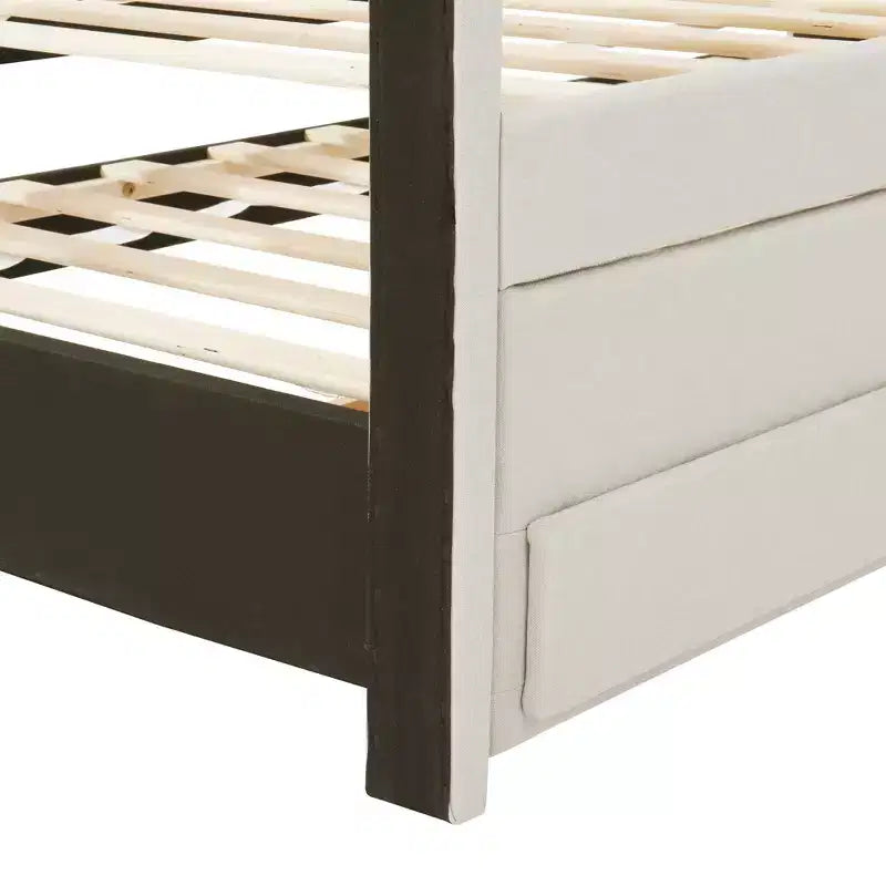 Letto a piattaforma imbottito Bellemave, una piazza e mezza, con letto estraibile e 3 cassetti portaoggetti, letto estraibile salvaspazio per piccole stanze