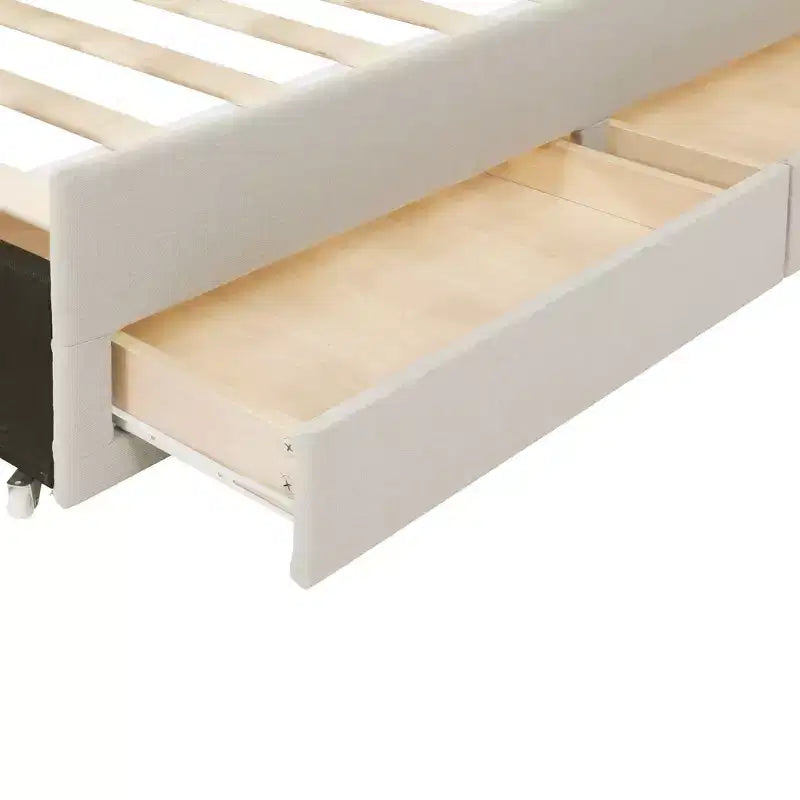 Letto a piattaforma imbottito Bellemave, una piazza e mezza, con letto estraibile e 3 cassetti portaoggetti, letto estraibile salvaspazio per piccole stanze